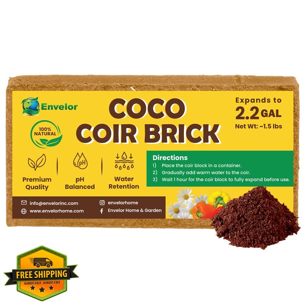 Coco Coir for Plants 1 Pack 2.2 Gal Compressed Bricks Potting Soil