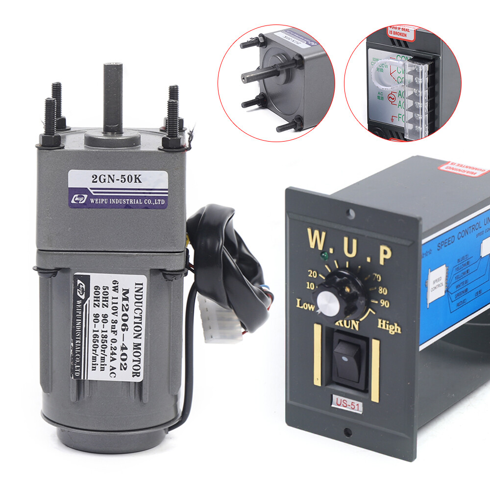 110V Reversible AC Gear Motor Electric Variable Speed Controller 50K 27RPM