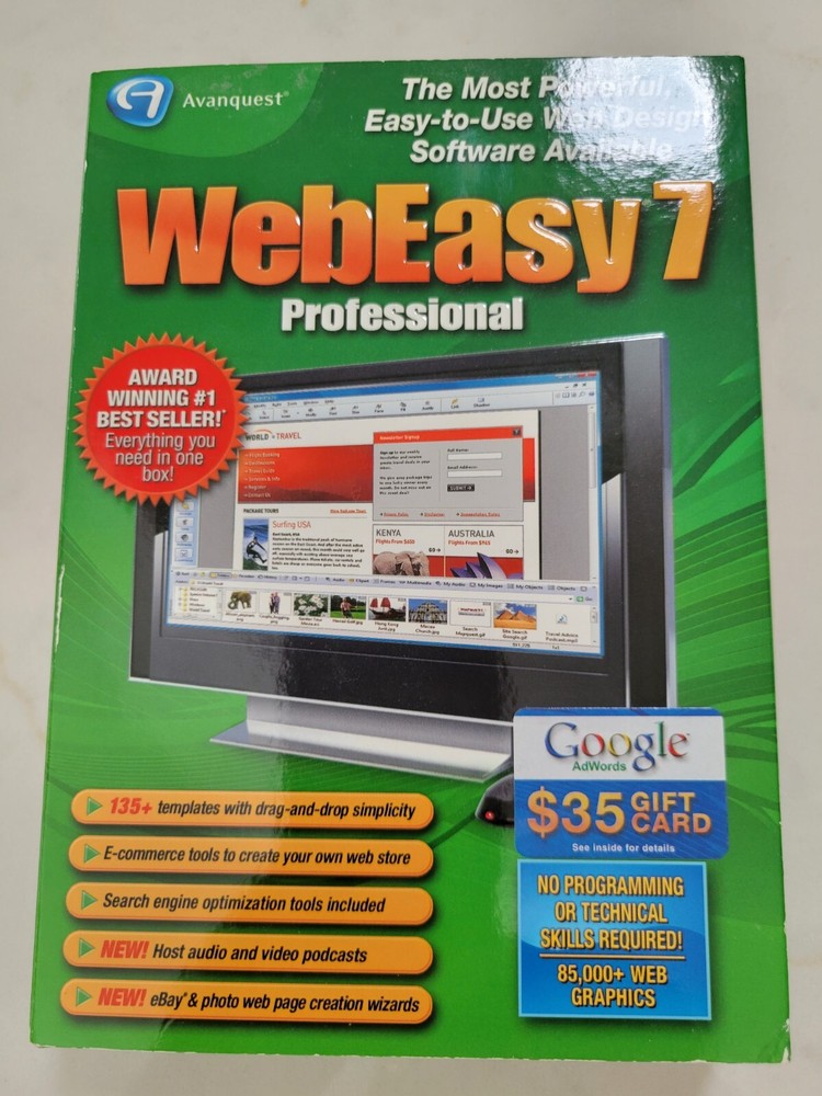 Avanquest WebEasy 7 Professional Web Design Software Windows Vista