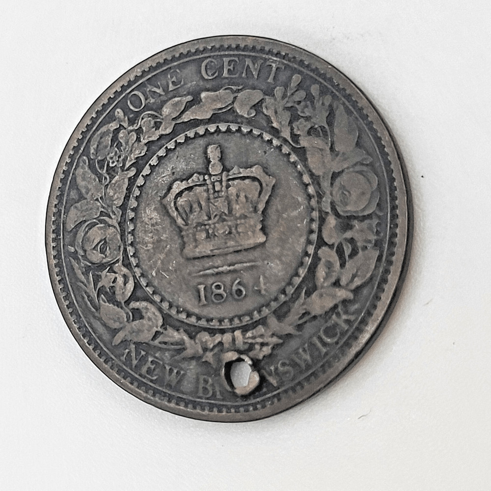 1864 1c Canada New Brunswick Cent with hole