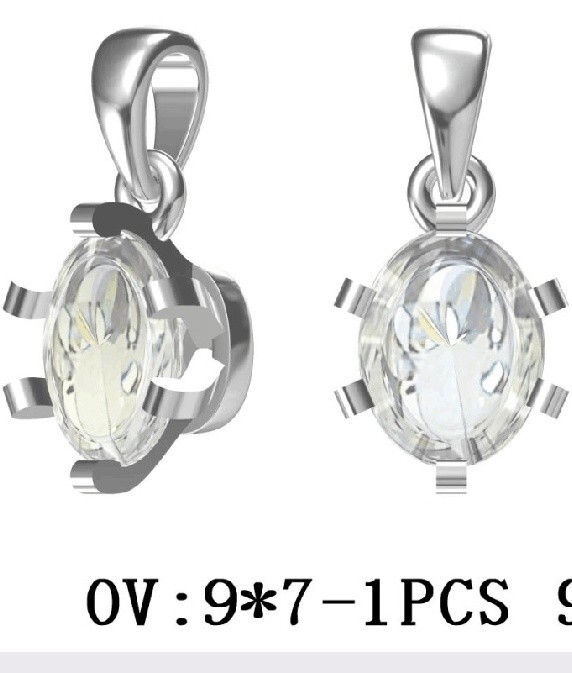 Sterling Silver Semi Mount Pendant Setting Oval OV 9x7mm