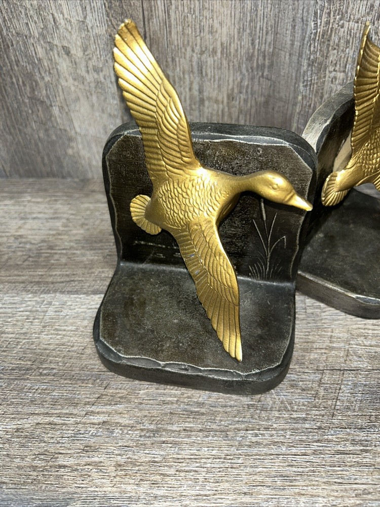 Vntg Flying Duck Metal Bookends 1960’s