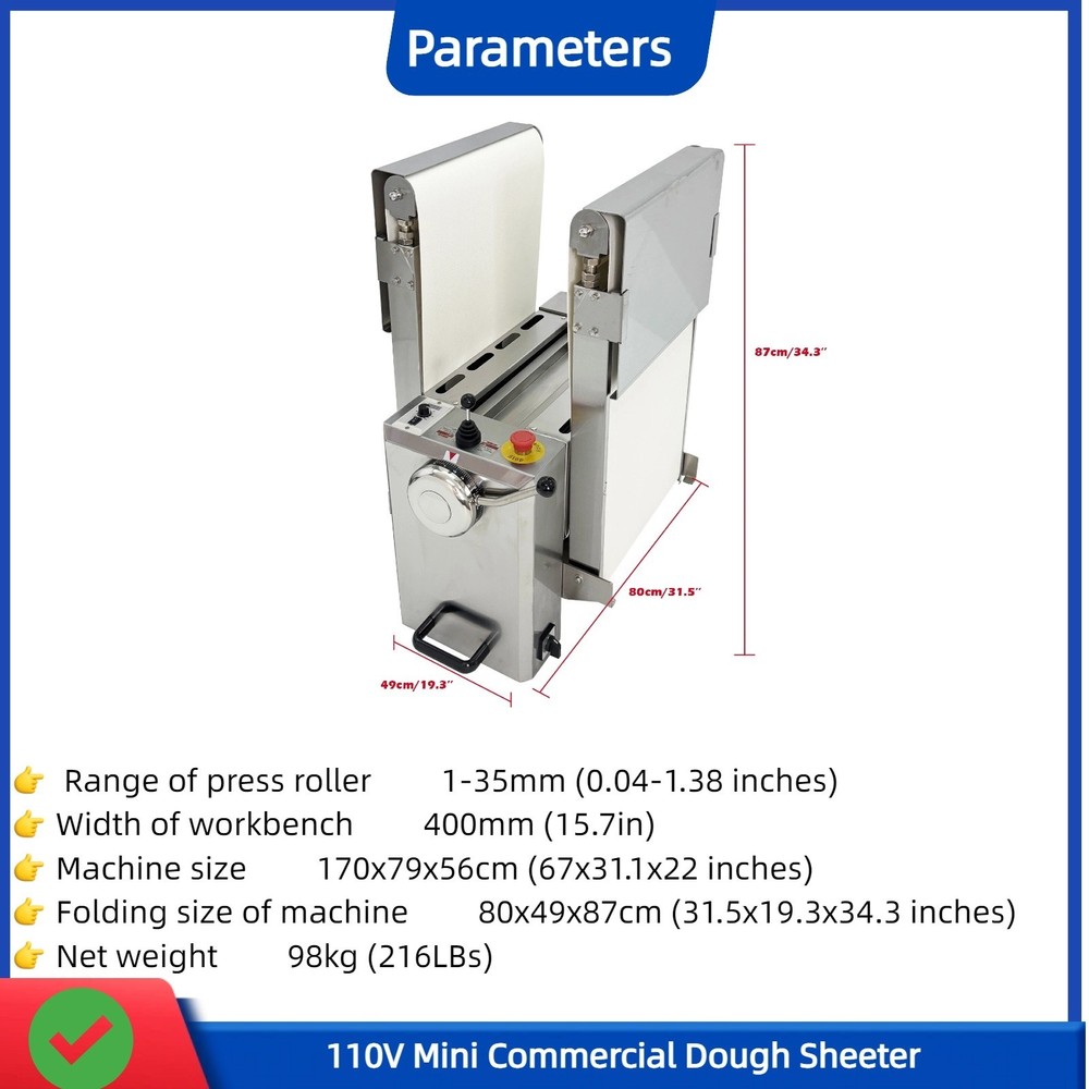 110V Commercial Dough Sheeter Desktop Electric Foldable Dough Pressing Roller
