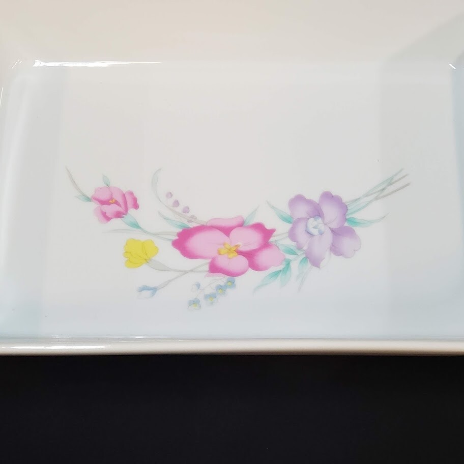 Baking Dish White Multicolor Floral Glazed Roasting Pan Serving Ovenware Kitchen
