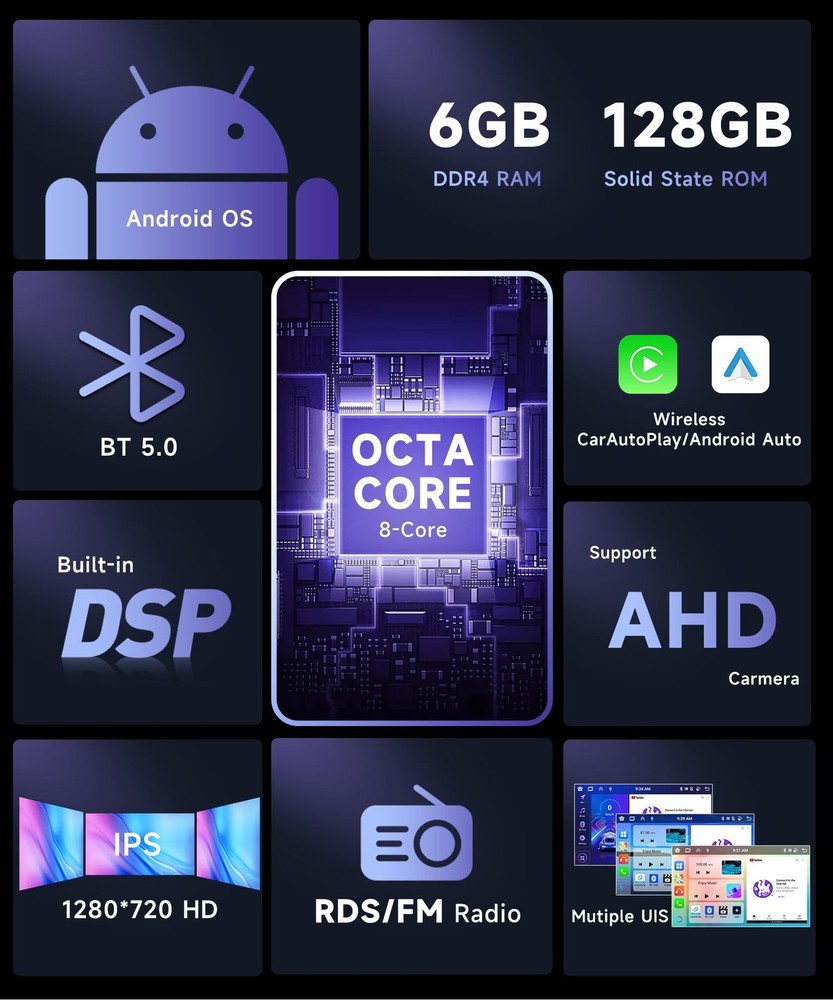 【DSP 46EQ】 8Core 6G+128G for Ford Transit 2013-2019 Android Car St