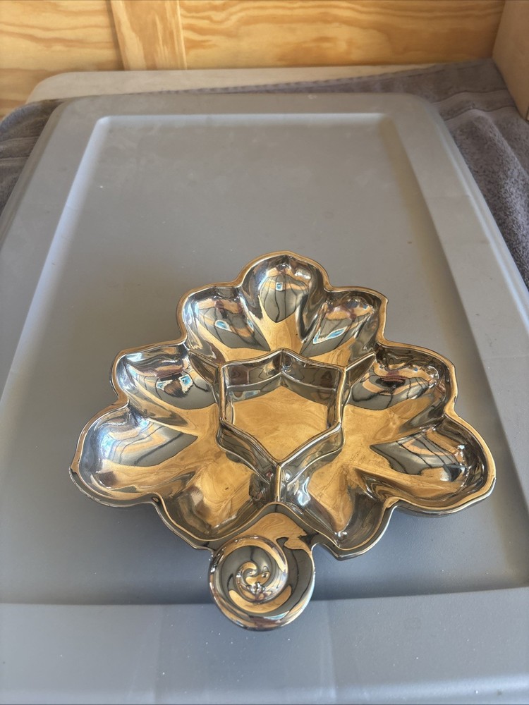 Beautiful Silver Leaf divided snack tray platter