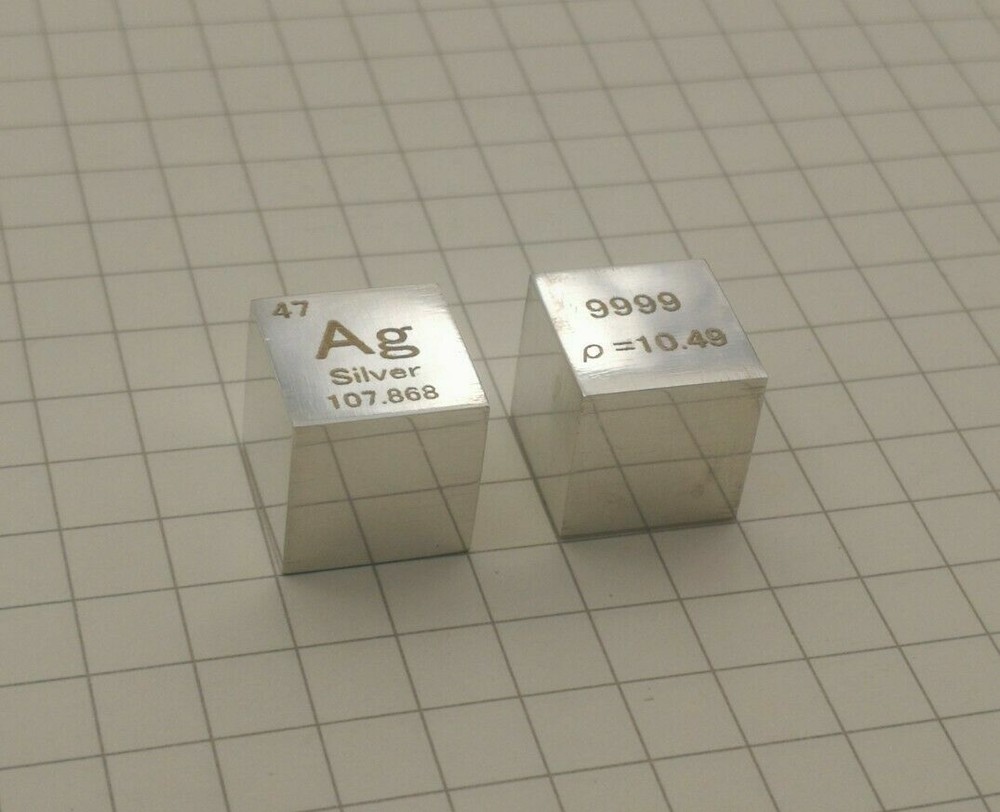 10mm Metal silver Cube 99.99% Pure Ag Density Cube Specimen Element Collection