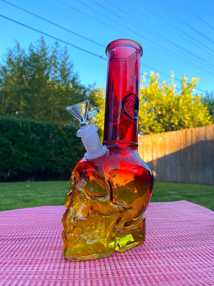Red Skull 9" Premium Glass Water Pipe Bong Bubbler Hookah