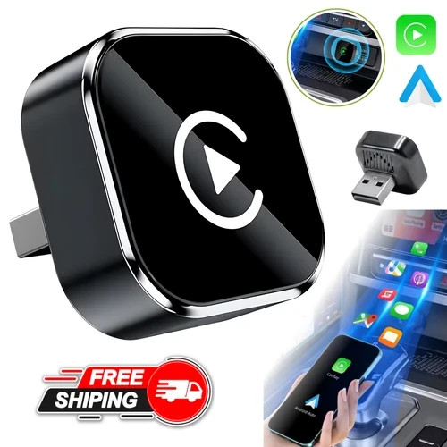 Wireless CarPlay Adapter for Apple iPhone & Android Auto USB Adapter Plug & Play