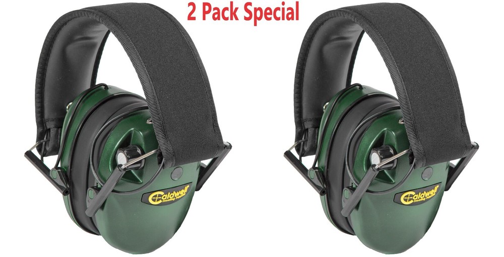 2 Pack Caldwell E-MAX Low Profile Electronic Hearing Protection Green 487557