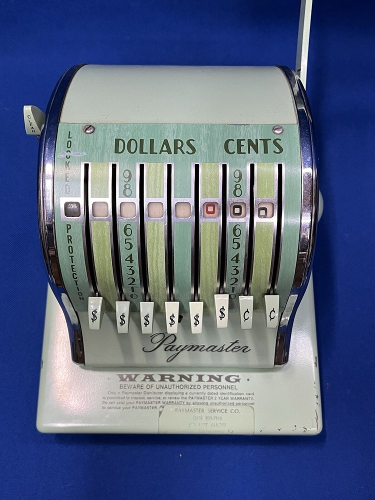 Vintage Paymaster Series S-1000 Check Writer Machine without key