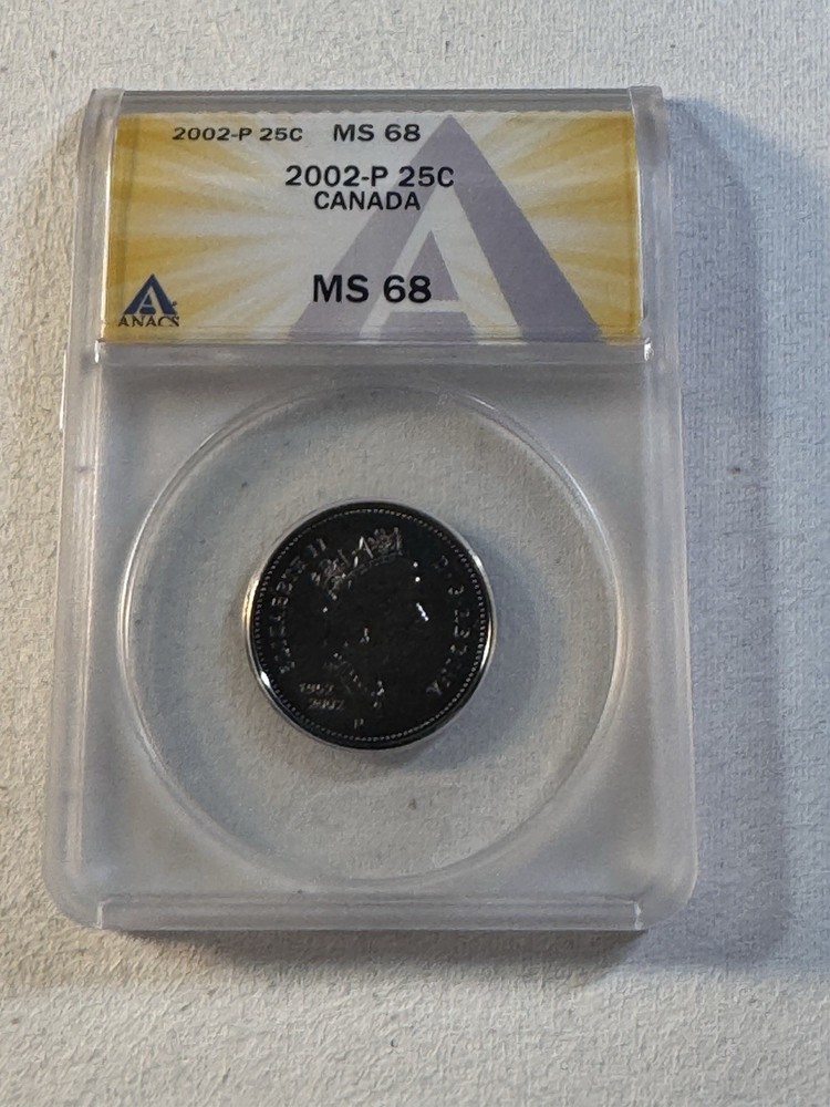 2002-P Canada 25 Cents Graded MS 68 by ANACS