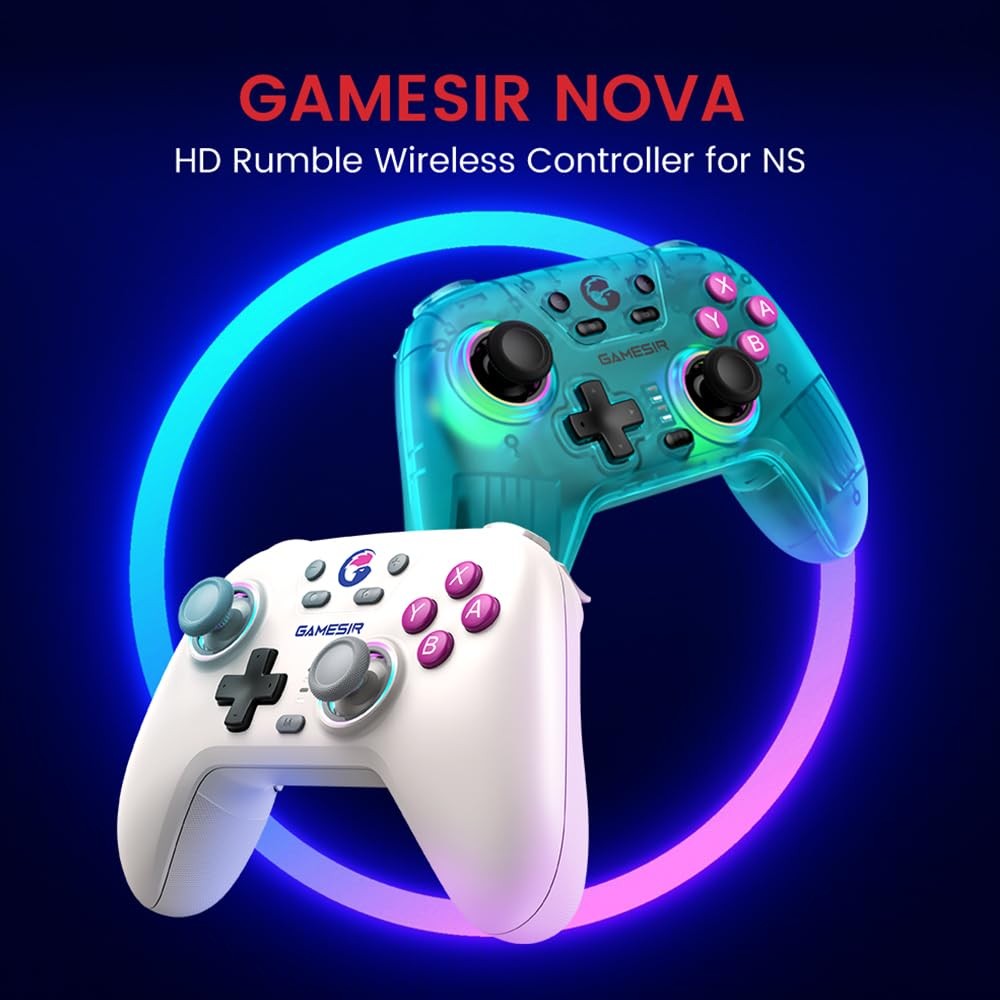 Nova Wireless Switch Controller - Switch/Lite/OLED, Hall Effect Joysticks, RG...