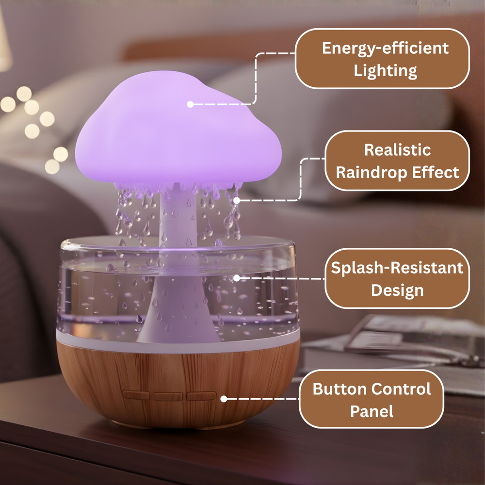 Rain Cloud Essential Oil Diffuser Humidifier 7 Color LED Light