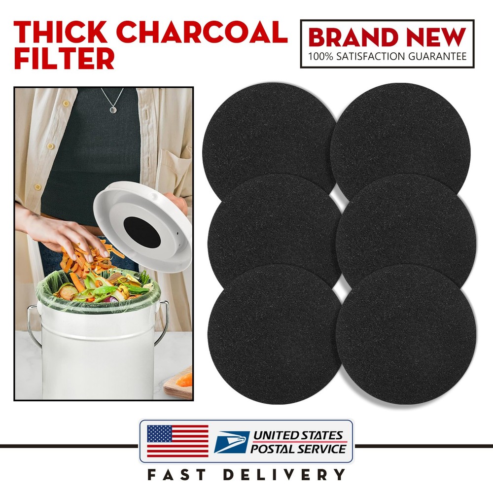 6.7" Round Charcoal Carbon Filters - Replacement for Kitchen Compost Bin & Pail