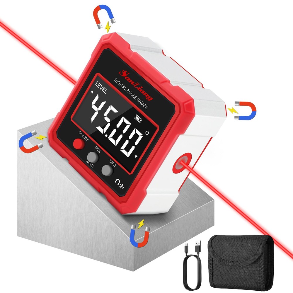 Digital Angle Finder Tool with Electronic Laser，Rechargeable Digital Angle Ga...