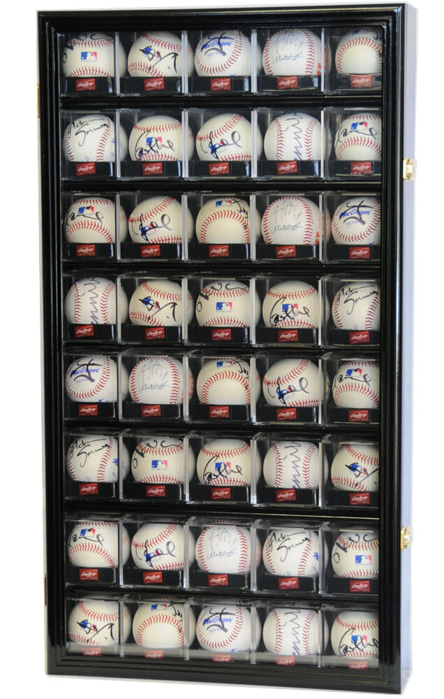 40 Acrylic Cubes Baseball Ball Cabinet Wall Display Case 98% UV Lockable