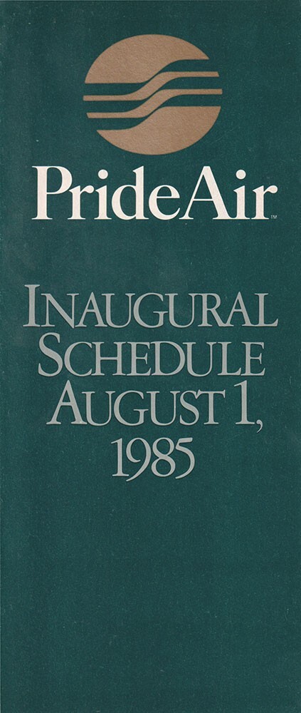 Pride Air timetable 1985/08/01
