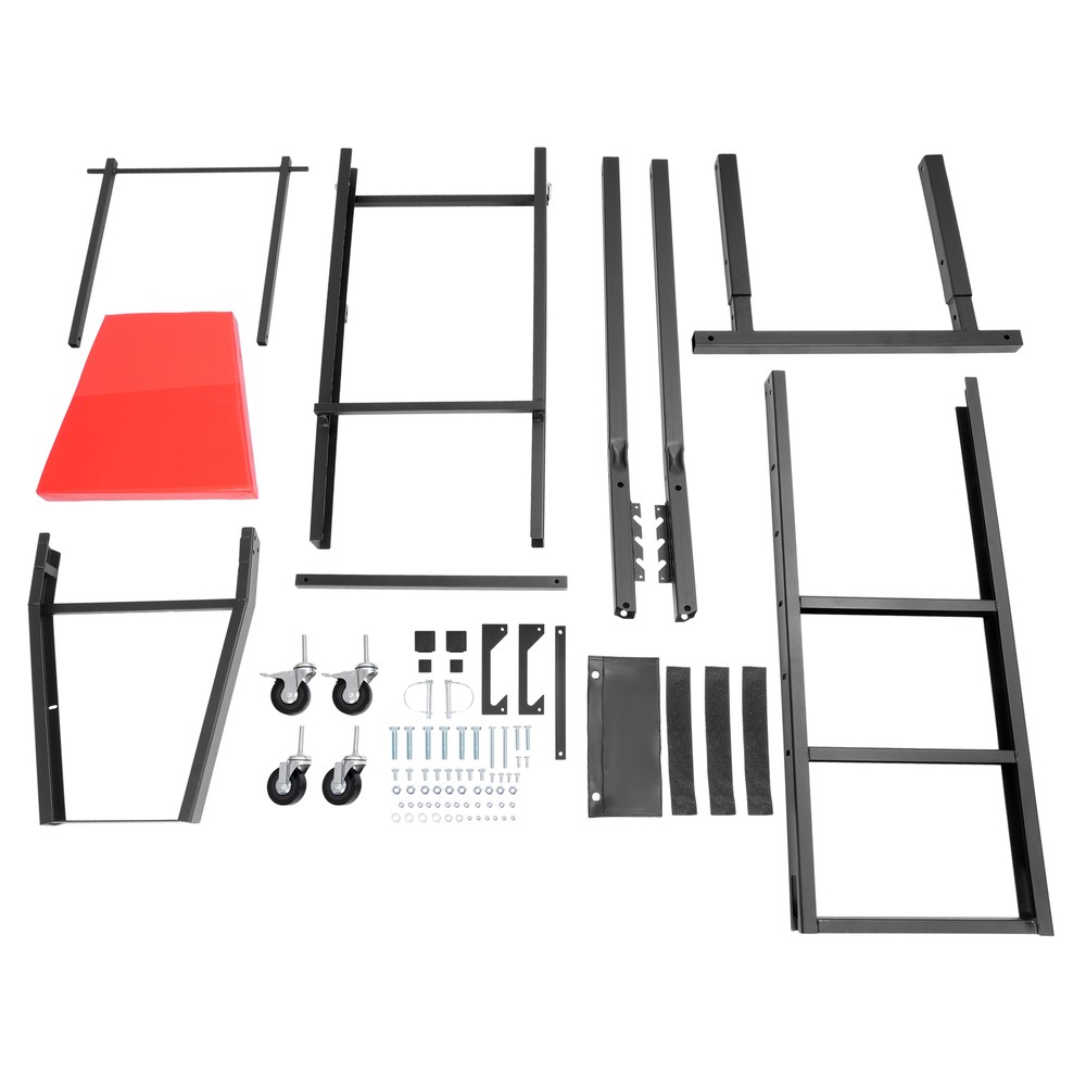 Foldable Topside Creeper Adjustable 48" - 66" Movable Ladder W/ 4 Wheels