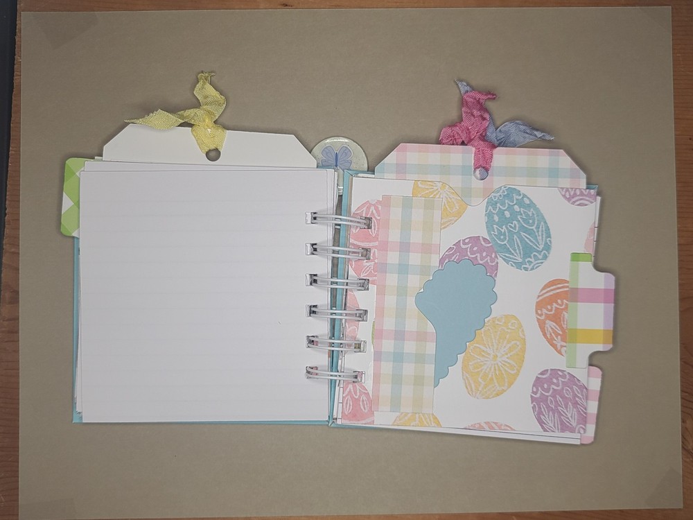 Little cinched journal notebook, Easter, handmade