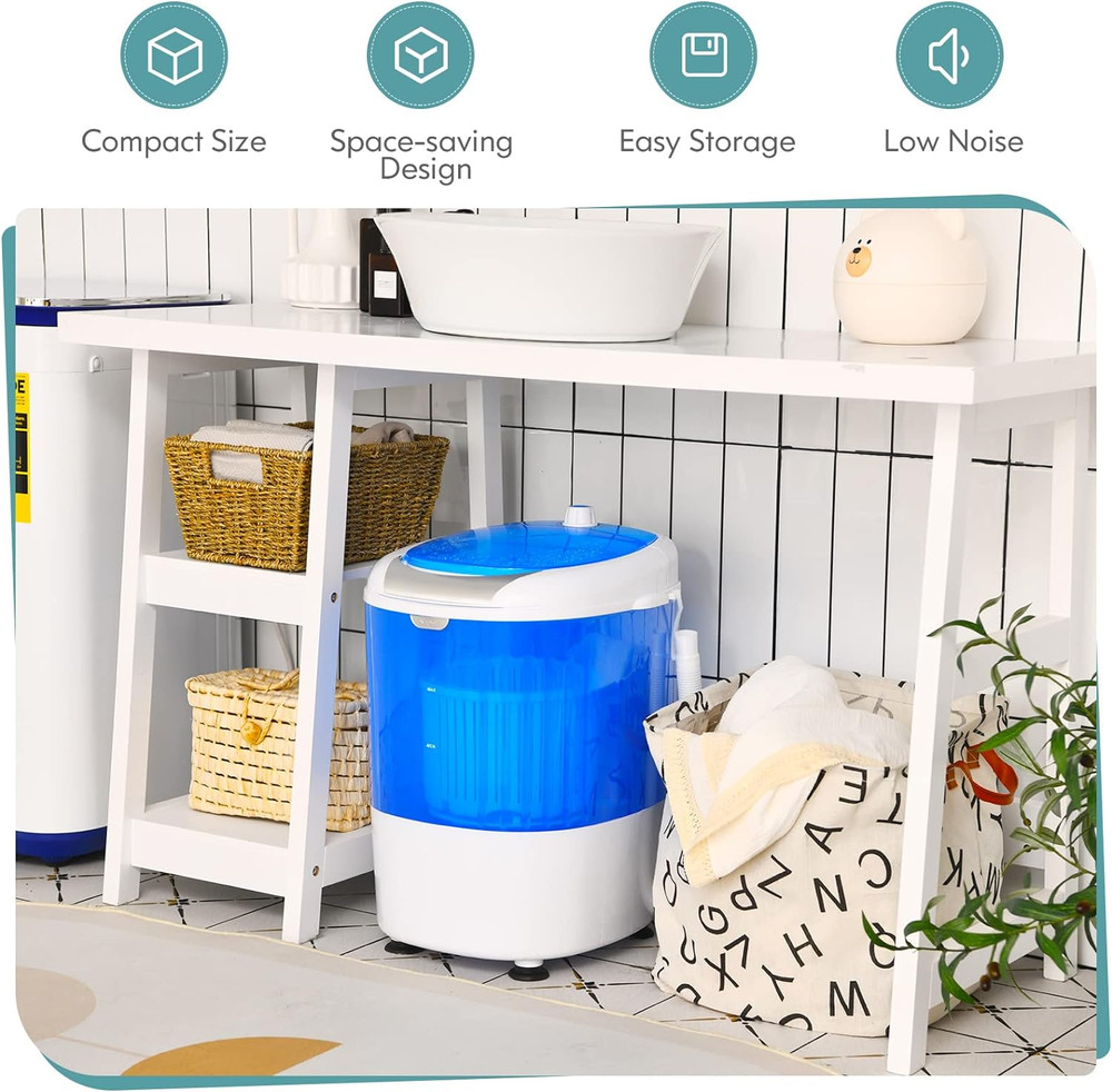 Compact Mini Washer & Spinner, 5.5lbs Semi-Automatic Portable Laundry Machine