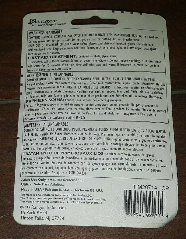 Tim Holtz .5oz Alcohol Inks: Dye Based, Multi-Surface Inks(Slate/Currant/Meadow)