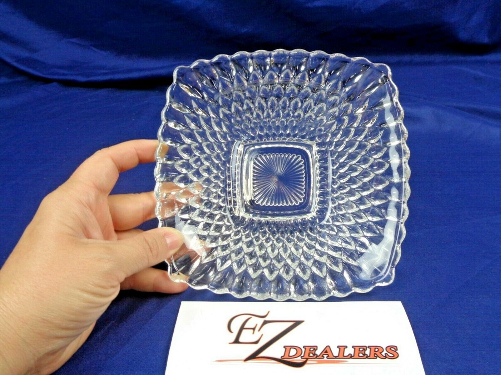 Vintage Square Clear Cut Glass- Candy Dish