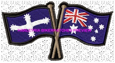 AUSTRALIA EUREKA CROSSED FLAGS BIKER PATCH 100 X 55MM