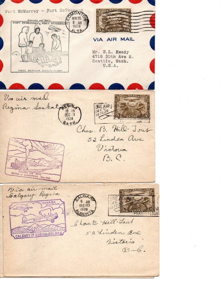 Canada Scott C1 on Flight Covers - Various locales