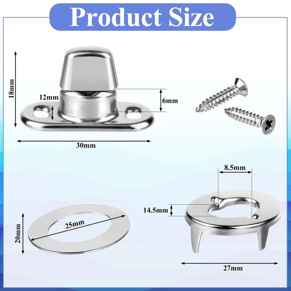 30 Sets Canvas Twist Lock Fasteners Turn Button Fasteners Eyelet and Stud