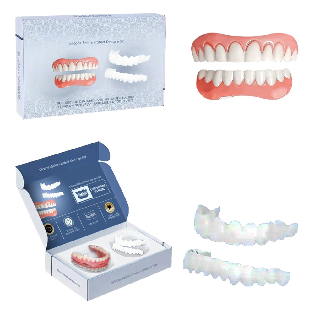 Easy Denture Top and Bottom Denture Solution Improve Smile Denture Full Set