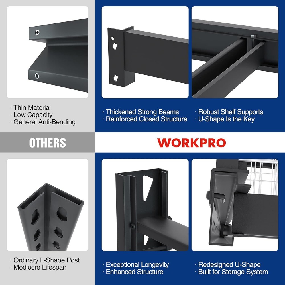 WORKPRO Metal Storage Shelving Unit Heavy Duty Storage Rack Multi-Size