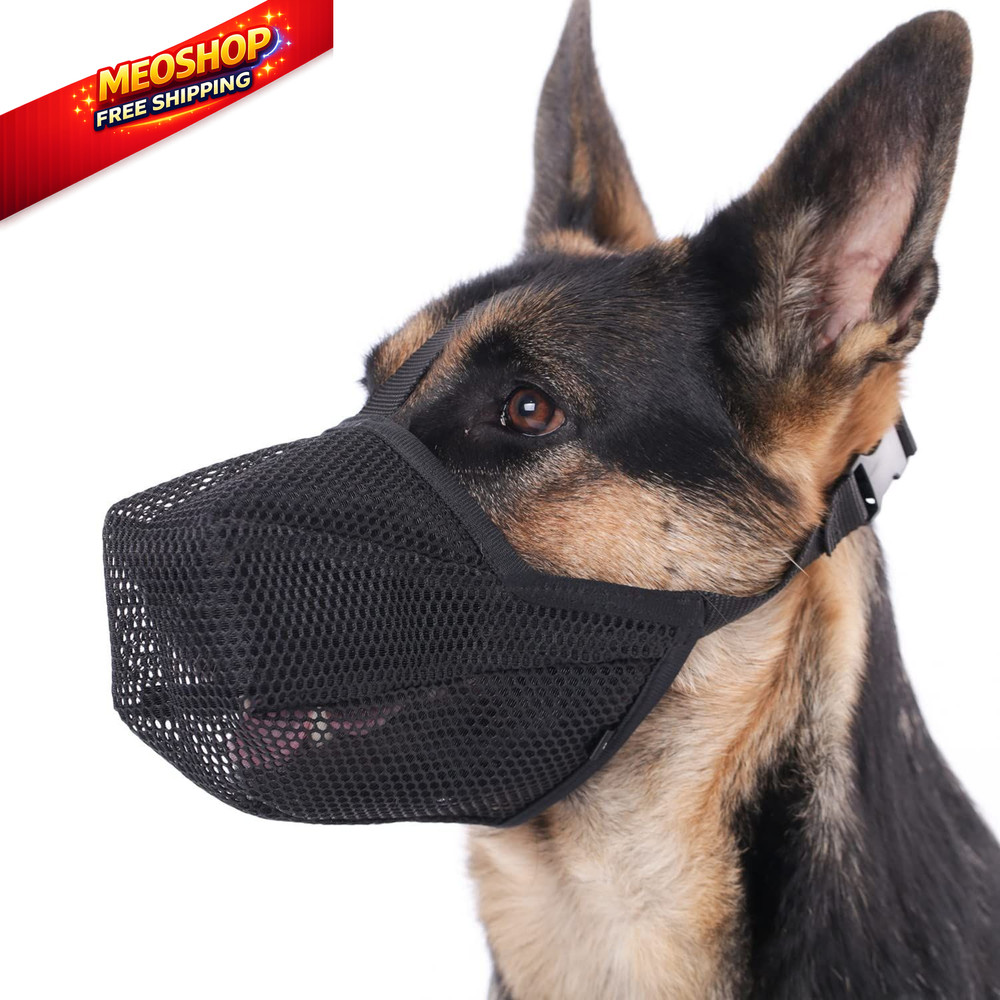 Mayerzon Dog Muzzle, Patented Soft Mesh Muzzle for L-(Snout:11"-12¼"), Black