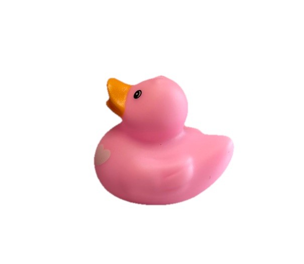 Light Pink With Hearts Rubber Duck Approx. 2 in