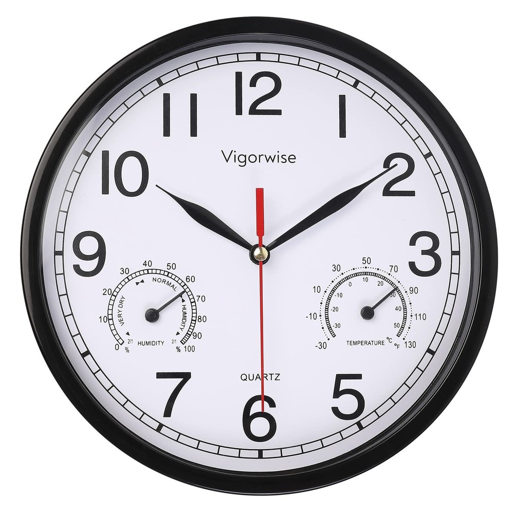 Wall Clock, Sweep Silent Movement Accurate Clocks with Temperature & Humidity...