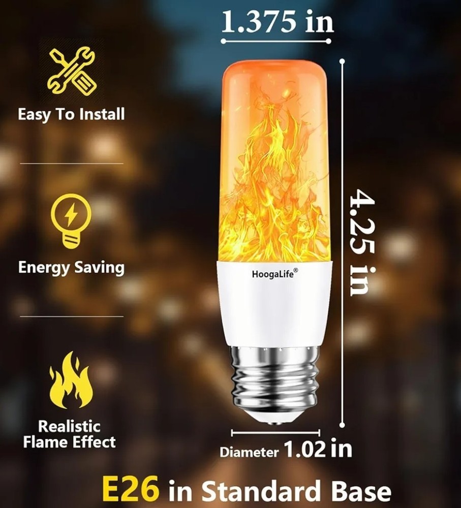 Flame Light Bulbs Warm Flickering Light Effect Of Real Fire E26 LED Bulb (2 Pcs)