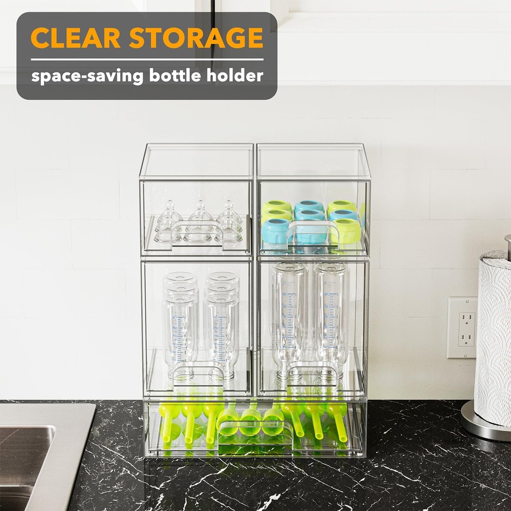 SpaceAid Baby Bottle Storage Organizer 5-Piece Acrylic Stackable Container Set