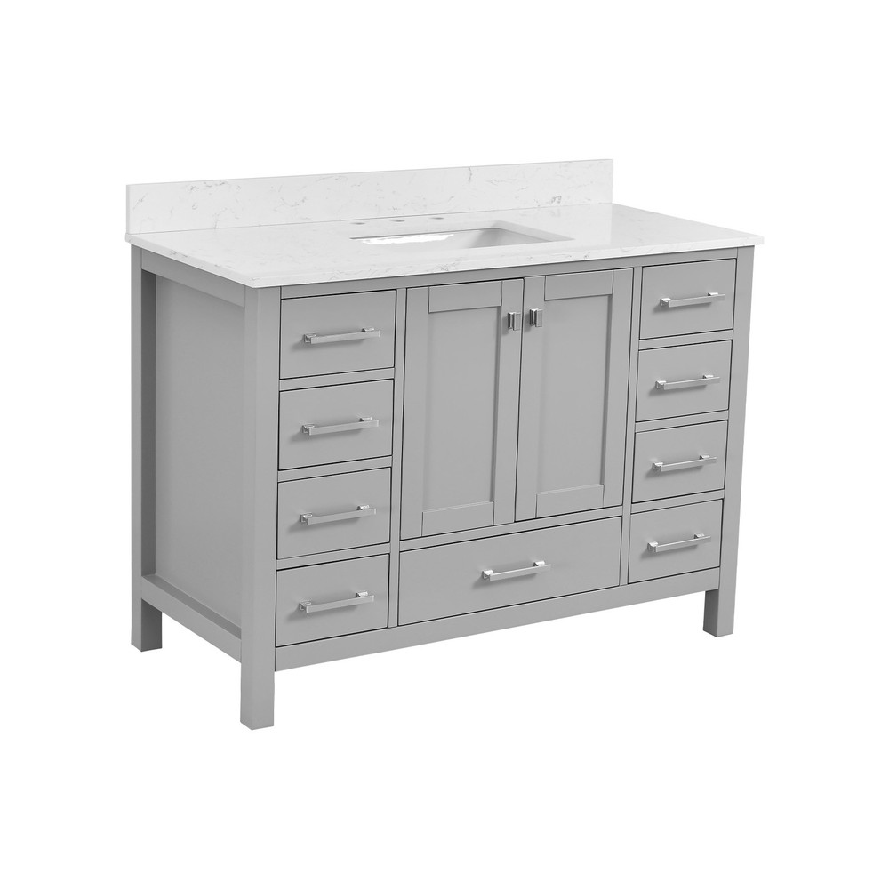 48'' Bathroom Vanity, Freestanding Vanity with Top, Solid Wood Frame Bathroom