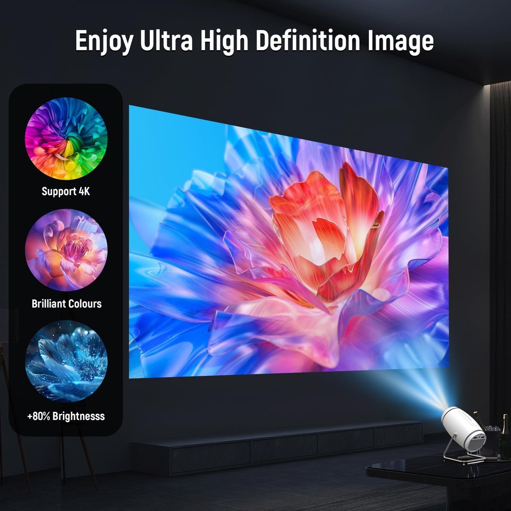 Mini Projector, Projector with WiFi and Bluetooth, 4K 1080P Support Portable ...