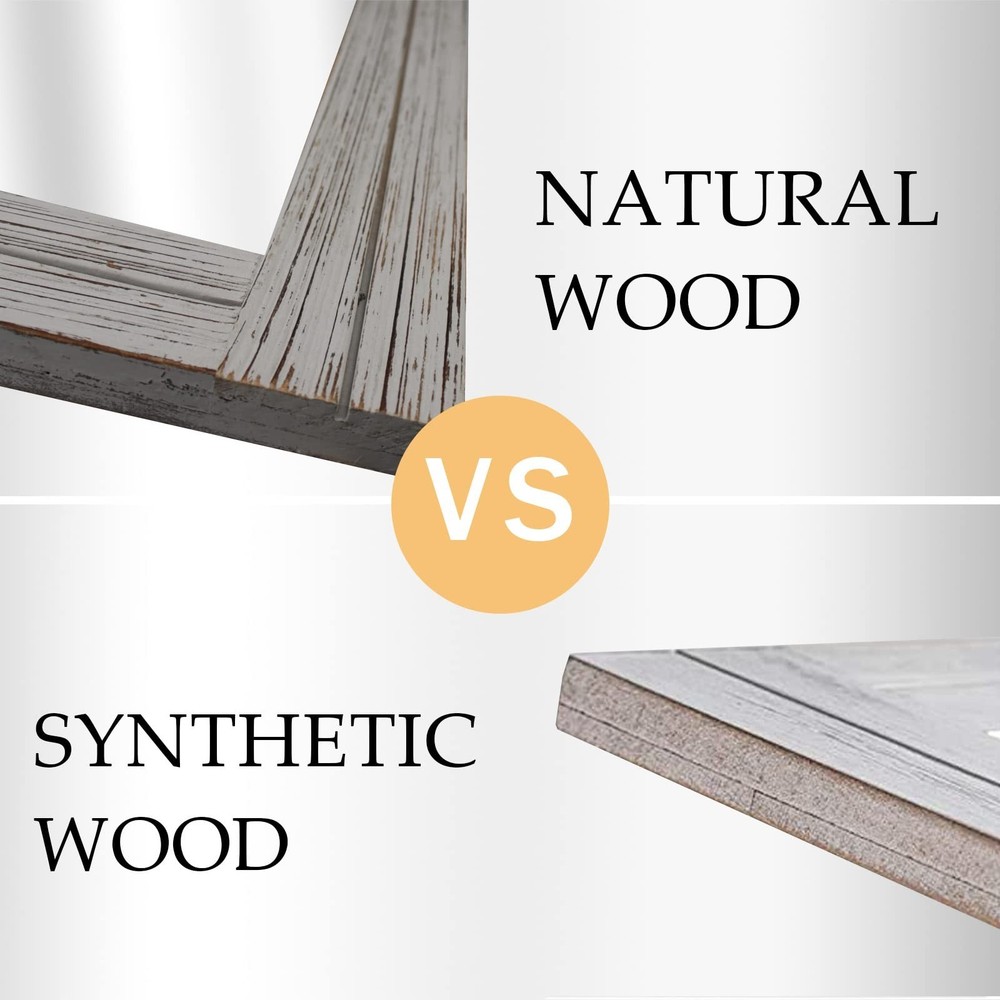 12 x 16 in Wall Decorative Mirror, Rustic Wood Frame Rectangular Mirror with ...