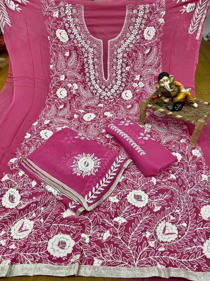 Phulkari georgette unstitched