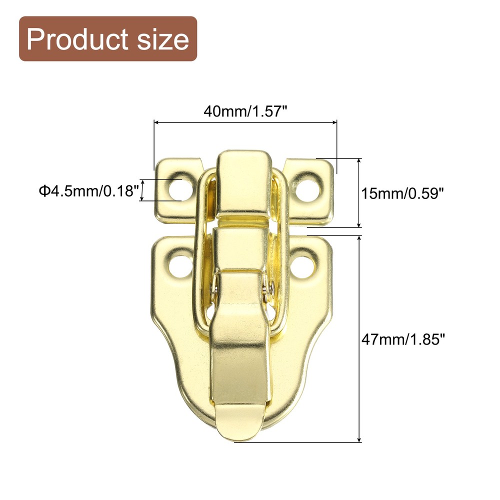 6Pcs Duck-billed Hasp Lock Retro Box Toggle Latch without Padlock Hole Gold