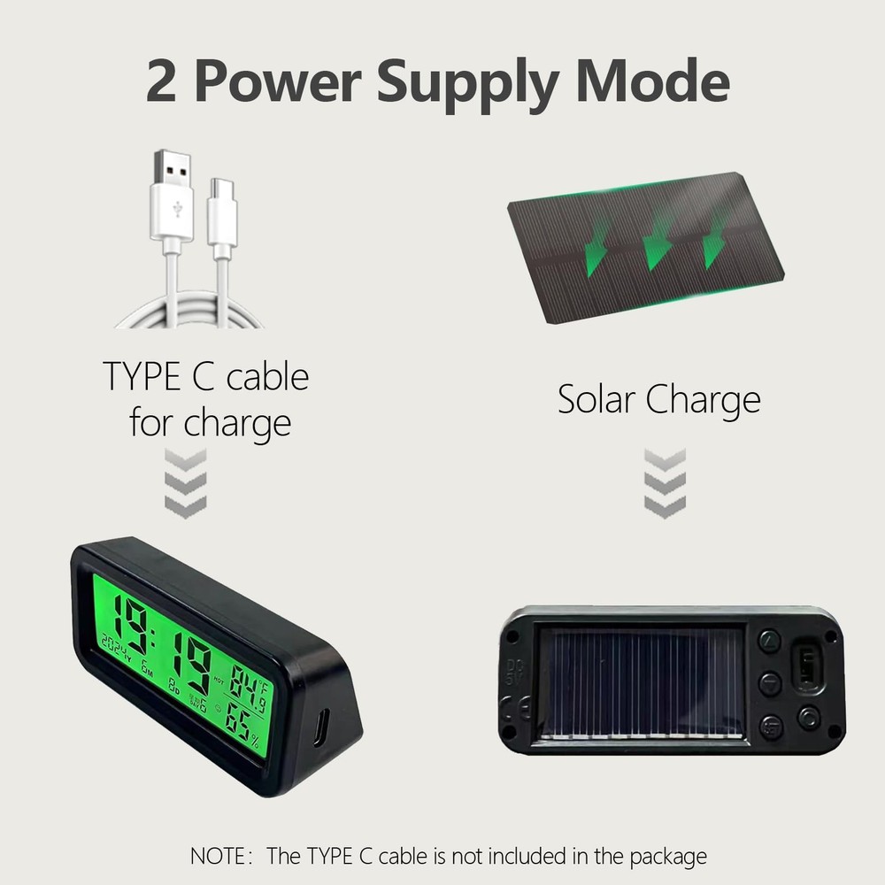 Car Dashboard Clock with Automatic Backlight at Night(Green & Blue), Temperat...