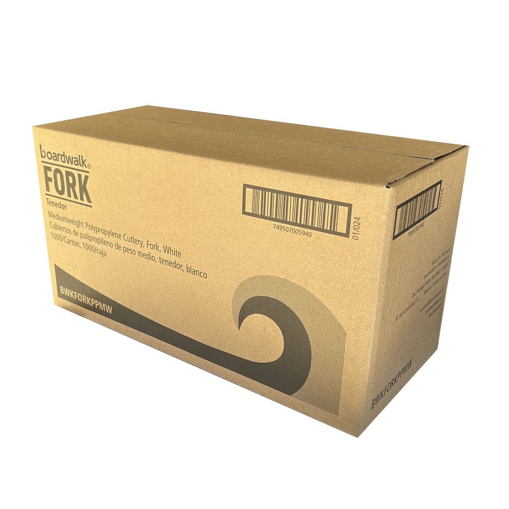 Boardwalk FORKPPMW Polypropylene Plastic Fork Cutlery - White (1000/Carton) New