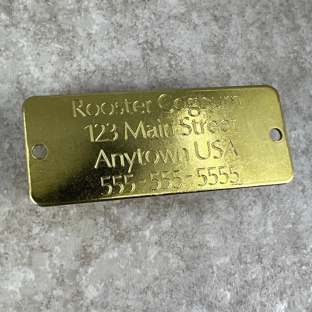 Custom Engraved Tags Personalized NAME PLATE ID Name Plate RUSTIC BRASS MEDIUM