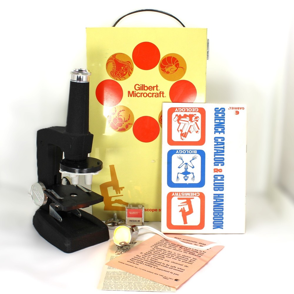 Vintage Gilbert Microcraft Student Microscope  Orig Box Booklets Works Great