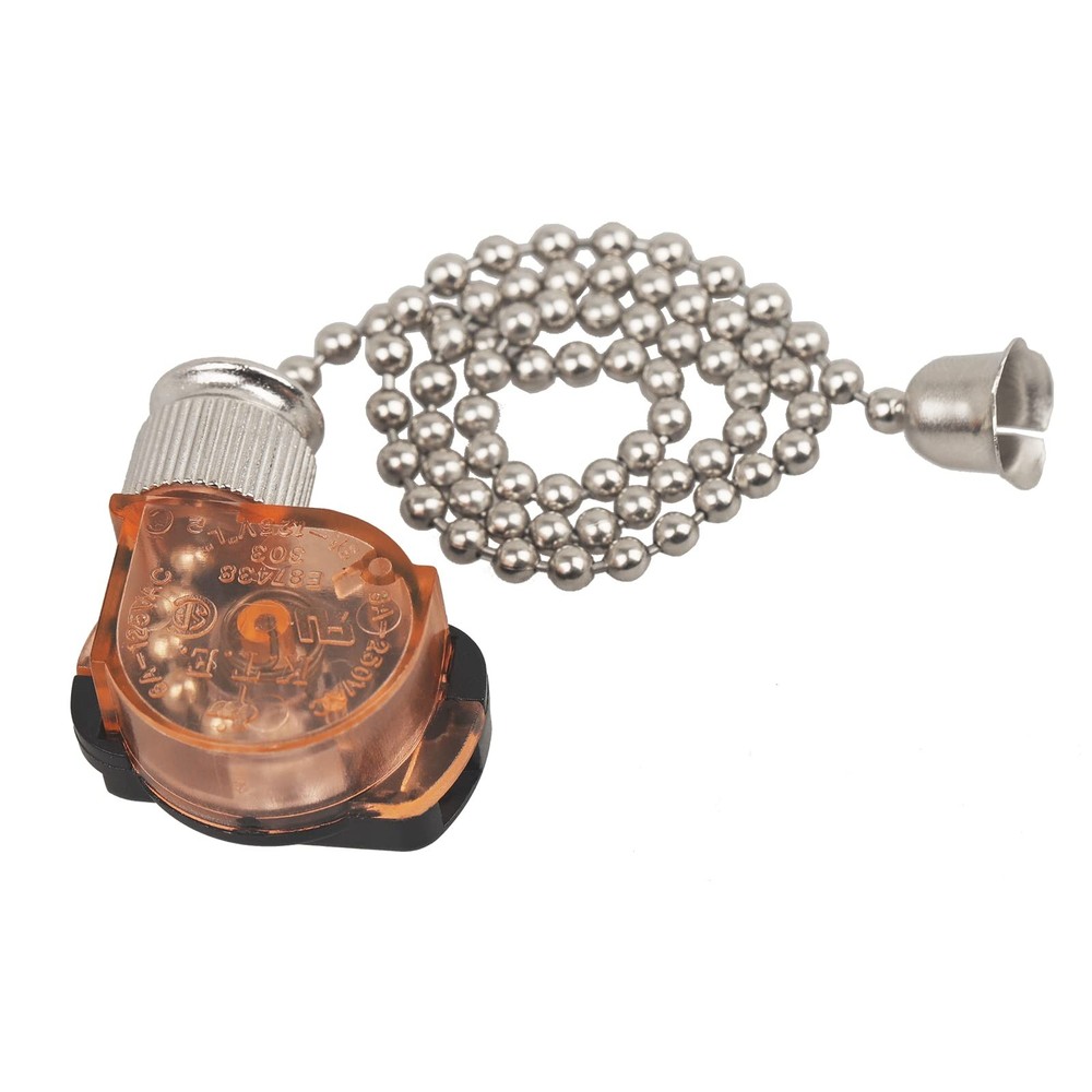 Ceiling Fan Light Switch, E87438 Lamp Switch with 11" Beaded Pull Silver