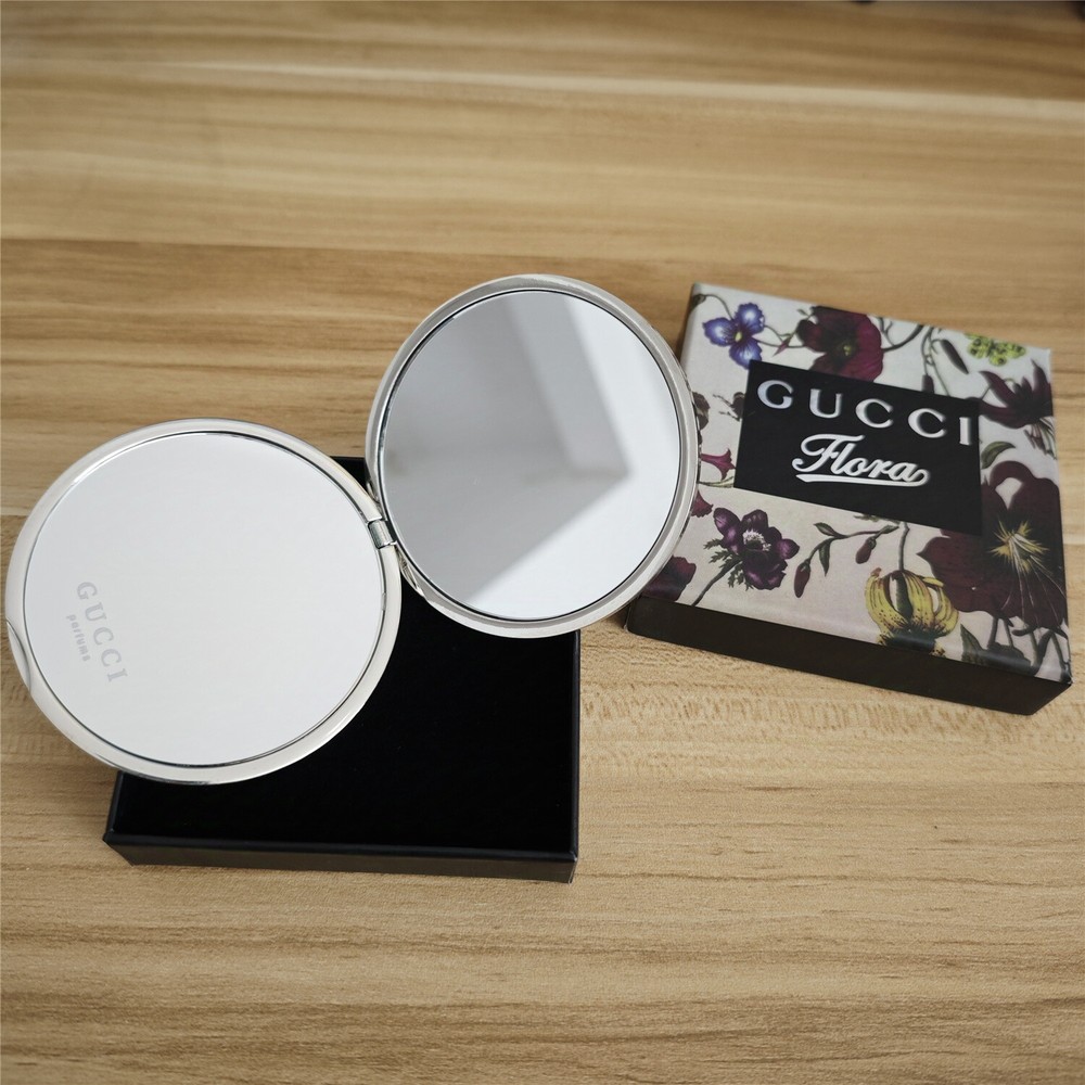 Mirror Compact Mirror with Box Silver Flower