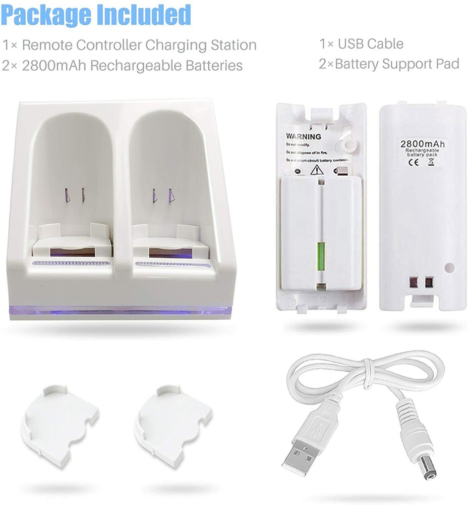 Charging Station Dock + 2pcs 2800mAh Battery Pack for Wii/Wii Remote Controller