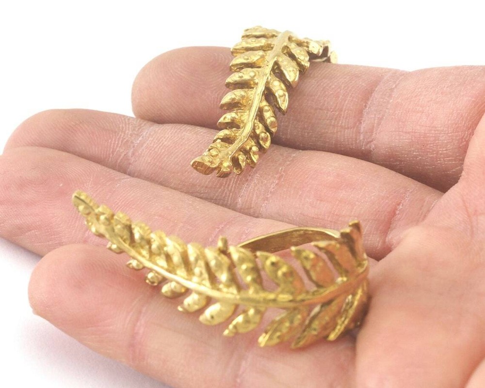 Leaf Ring Adjustable Raw brass (20mm 10US inner size) 3263